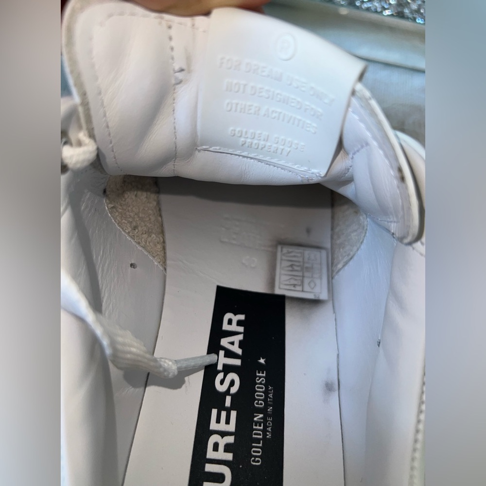 Golden Goose Purestar White Leather Sneakers w/ Swarovski Star – Size 40 - Picture 12 of 16